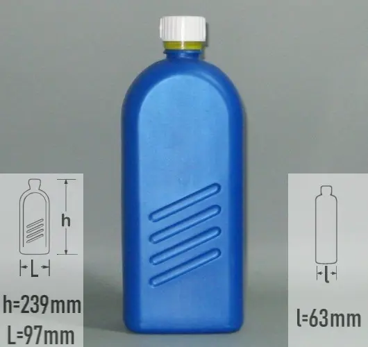 Sticla plastic 1 litru (1000ml) culoare albastru cu capac child resistance alb